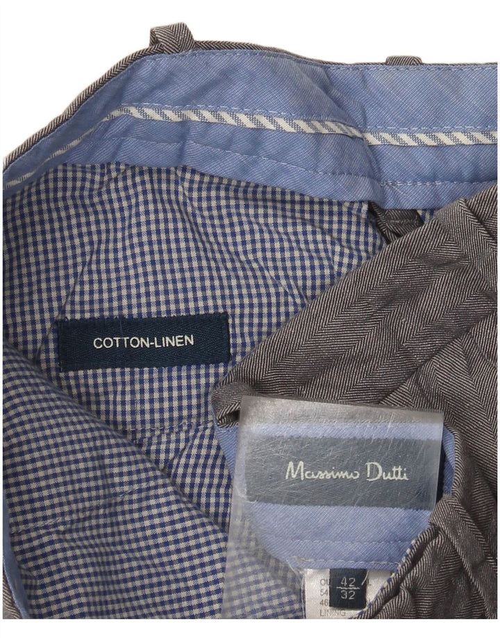 Massimo Dutti Herre Slim Suit Bukser EU 42 Large W32 L32 Grå Sildeben