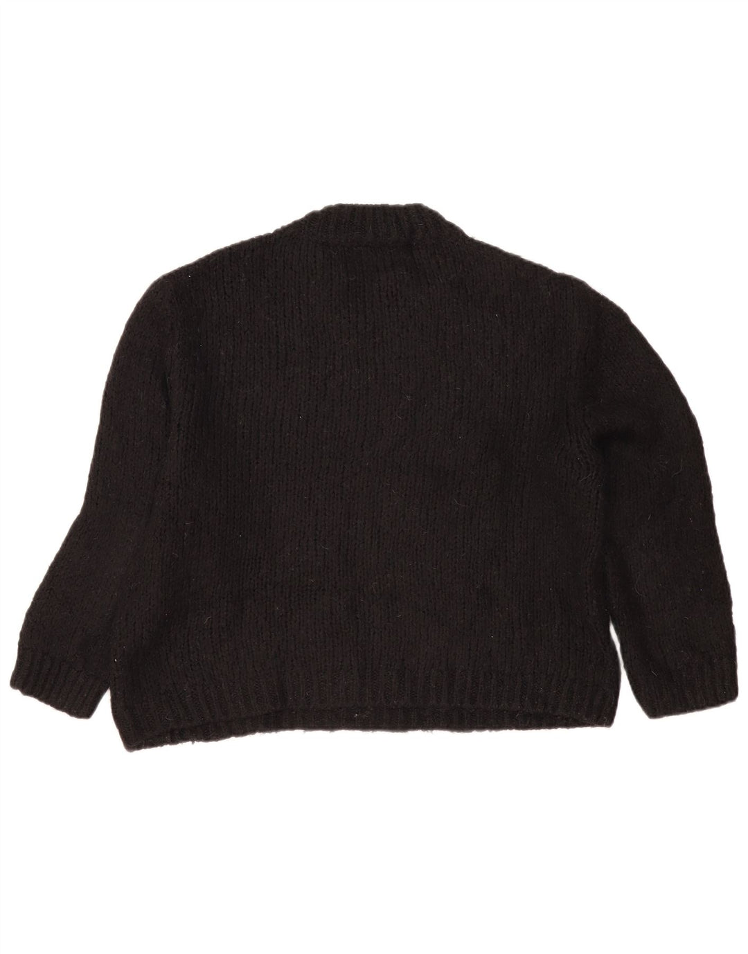Zara Womens Oversized Crew Neck Jumper Sweater UK 10 Small Black Acryl