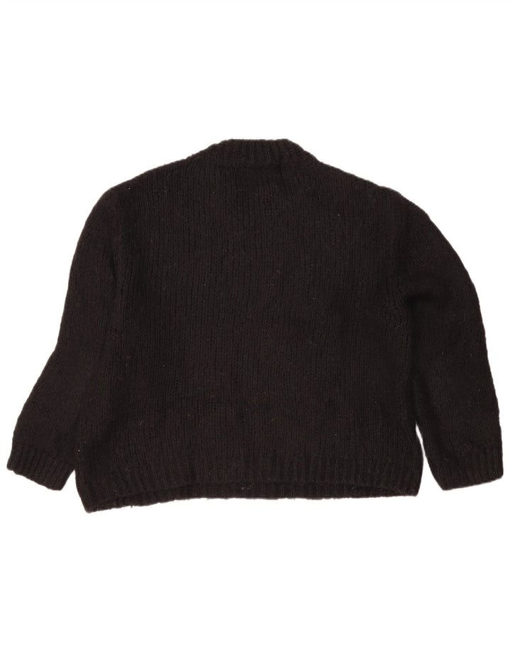 Zara Womens Oversized Crew Neck Jumper Sweater UK 10 Small Black Acryl