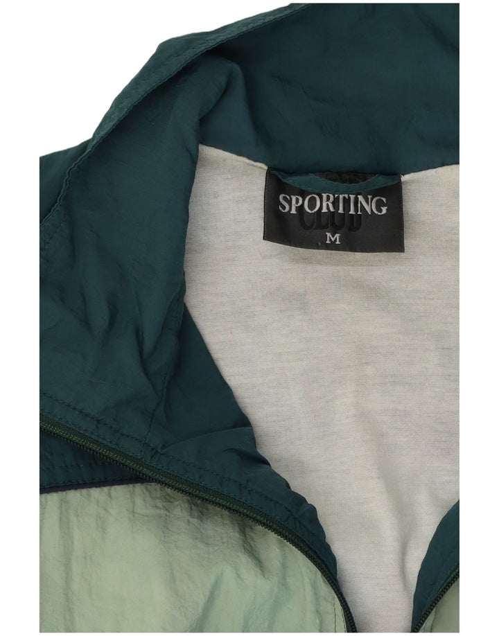 SPORTING  Mens Tracksuit Top Jacket Medium Green Colourblock Polyester