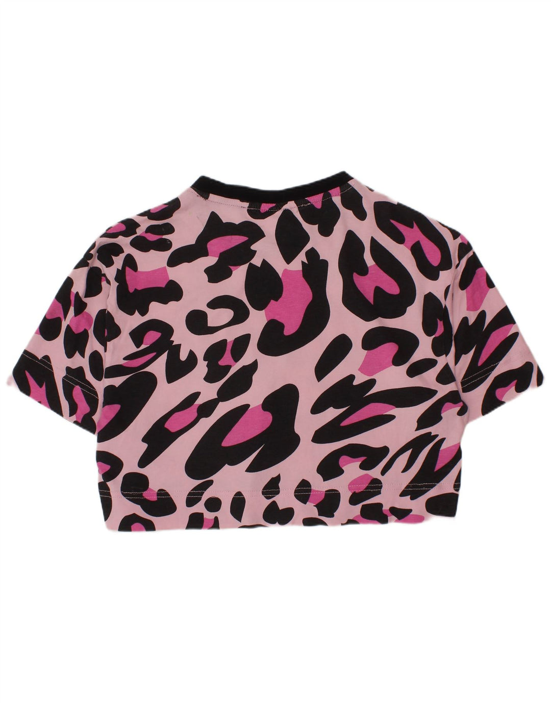 FILA Girls Crop Grafisk T-shirt Top 9-10 år Pink Animal Print Bomuld