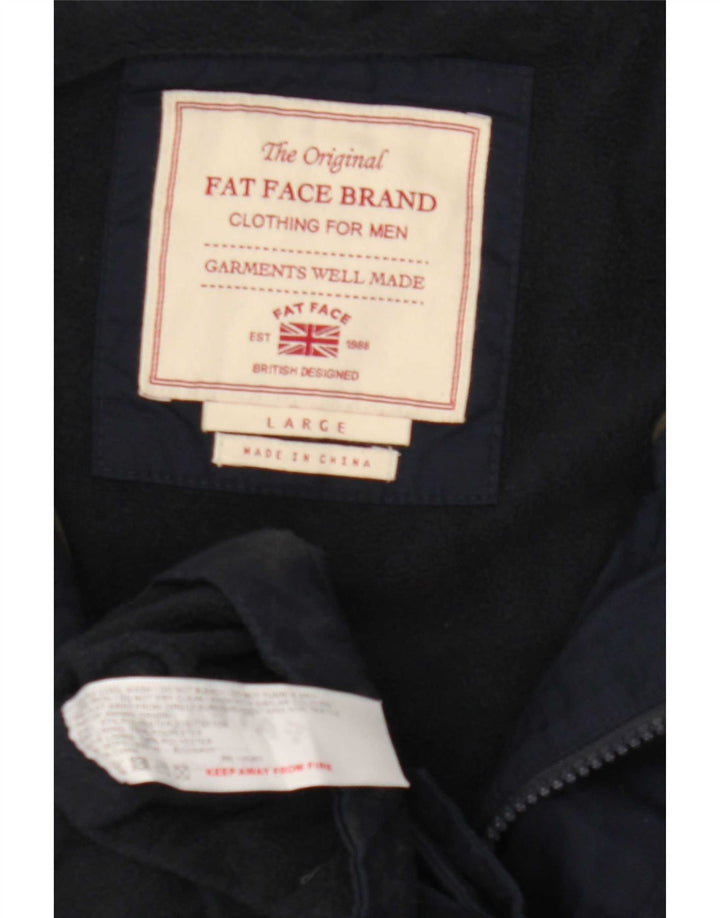 Fat Face Herre Hooded Utility Jacket UK 40 Large Navy Blue Polyester