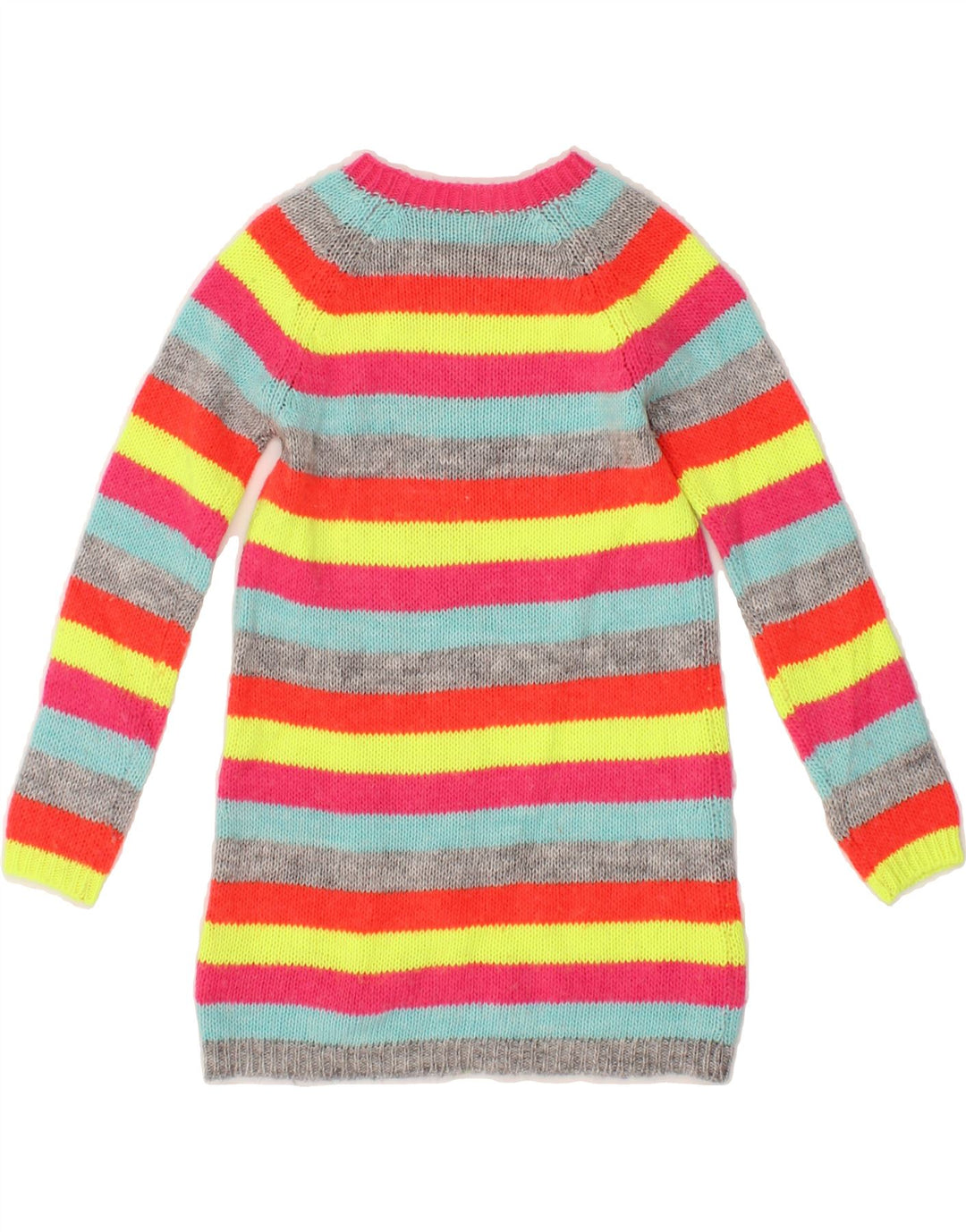 BENETTON Girls Long Sleeve Jumper Dress 7-8 Years Medium Multicoloured Vintage Benetton and Second-Hand Benetton from Messina Hembry 
