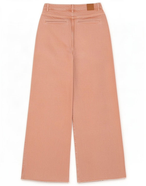 Zara Dame Jeans med høj talje og brede ben EU 38 Small W28 L32 Pink Bomuld
