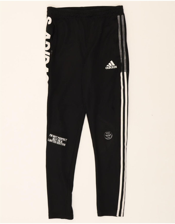 ADIDAS Mens Aeroready Graphic Tracksuit Trousers XS  Black Polyester Vintage Adidas and Second-Hand Adidas from Messina Hembry 