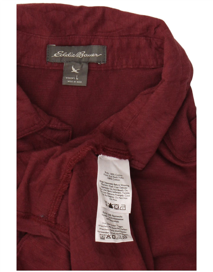 EDDIE BAUER Dameskjorte UK 16 Stor rødbrun bomuld