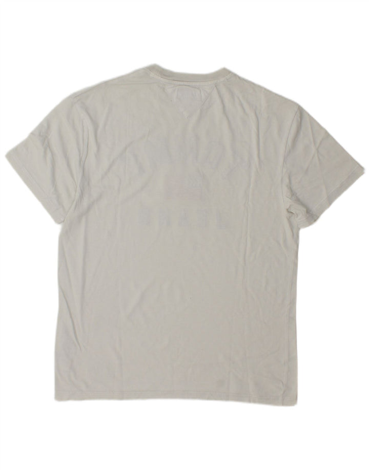 Tommy Hilfiger Herre grafisk T-shirt Top Medium Hvid Bomuld