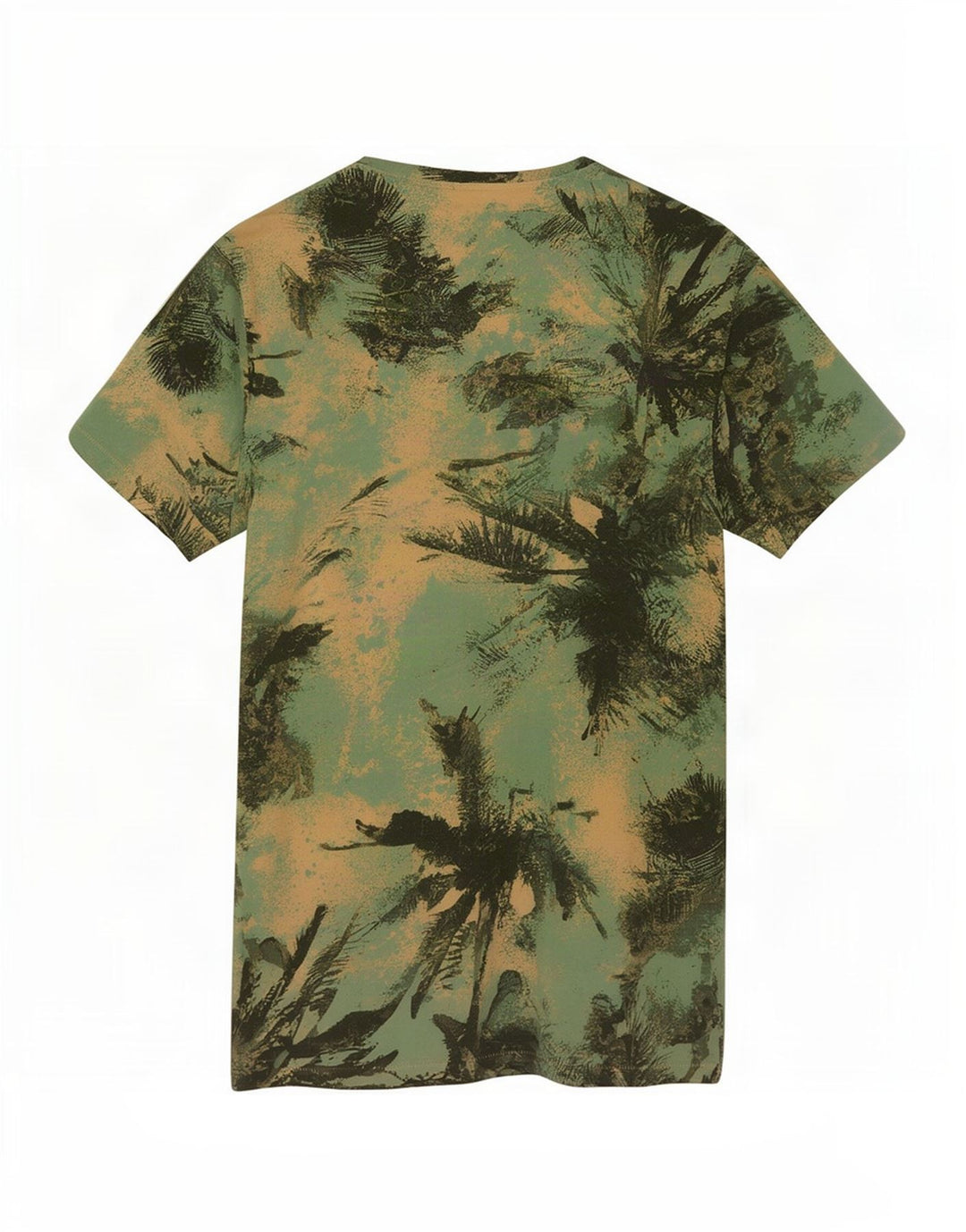 Benetton Herre T-Shirt Top Lille Grøn Hawaiian