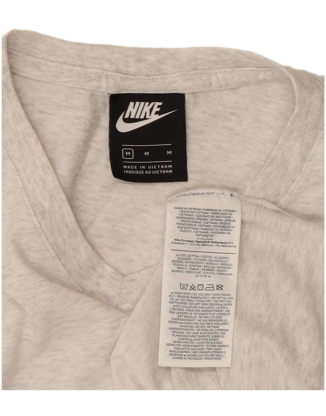Nike T-shirt top til kvinder UK 14 Mellem grå stribet bomuld