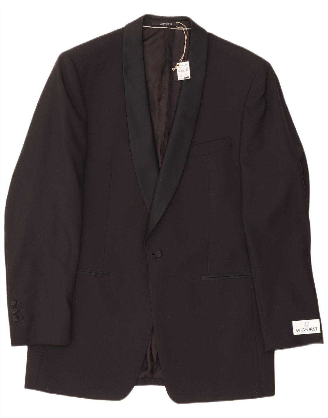 Wilvorst Herre 1 Knap Blazer Jakke EU 50 Stor Sort Uld