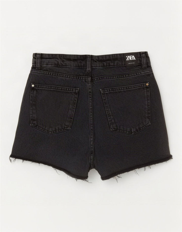 Zara Dame højtaljede denimshorts Medium W28 Grå