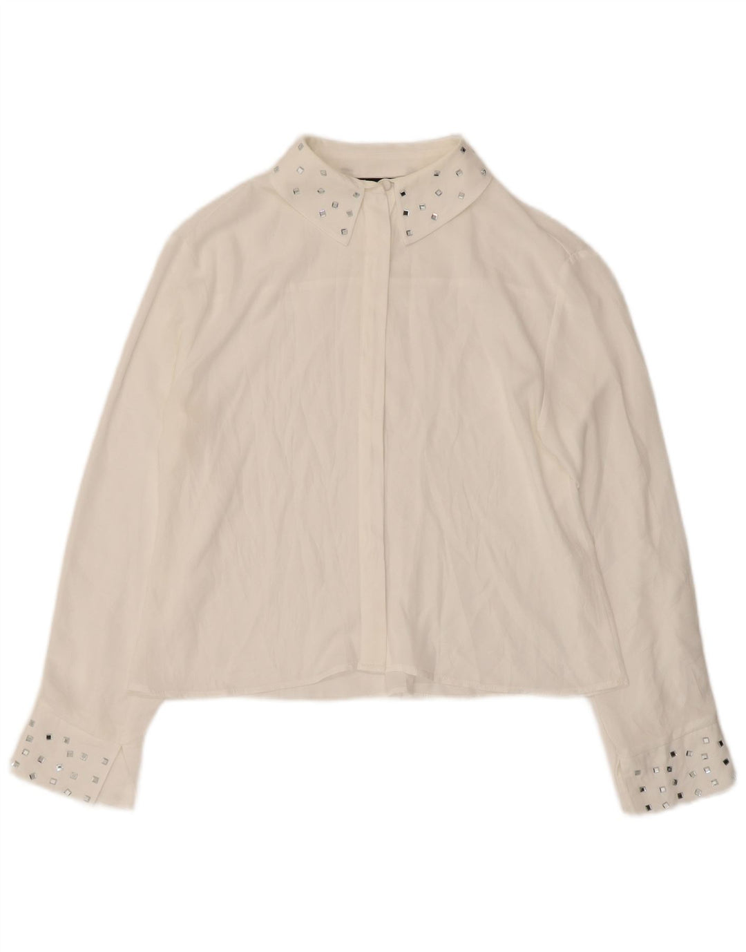 Zara Womens Loose Fit Shirt UK 10 Small Off White Modern