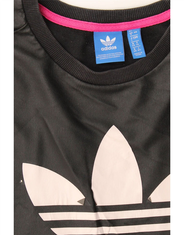 Adidas Dame Grafisk Oversized Sweatshirt Jumper UK 8 Lille Sort