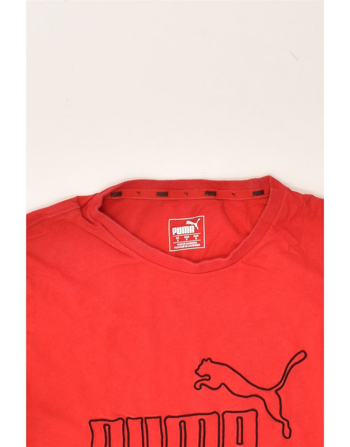 PUMA Mens Graphic T-Shirt Top Small Red Cotton | Vintage Puma | Thrift | Second-Hand Puma | Used Clothing | Messina Hembry 