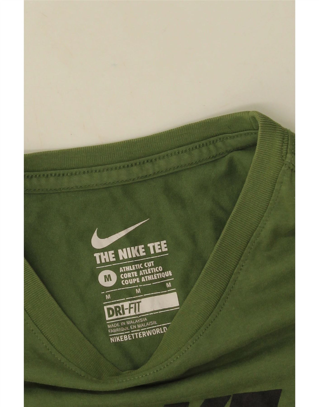 Nike Herre Athletic Cut Grafisk T-Shirt Top Medium Grøn Bomuld