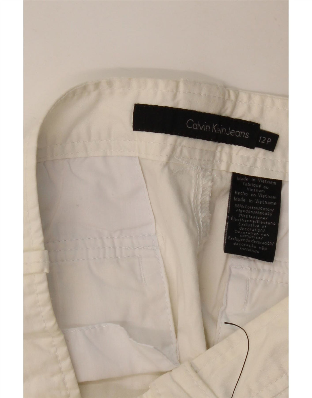 CALVIN KLEIN Dame Slim Capri Bukser US 12 Large W34 L19 Off White