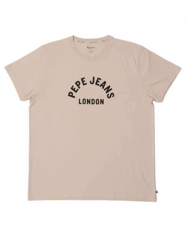 PEPE Jeans Mens Regular Graphic T-Shirt Top XL White Cotton