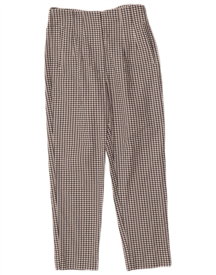 Zara koniske chinosbukser til kvinder store W30 L27 hvid ternet polyester