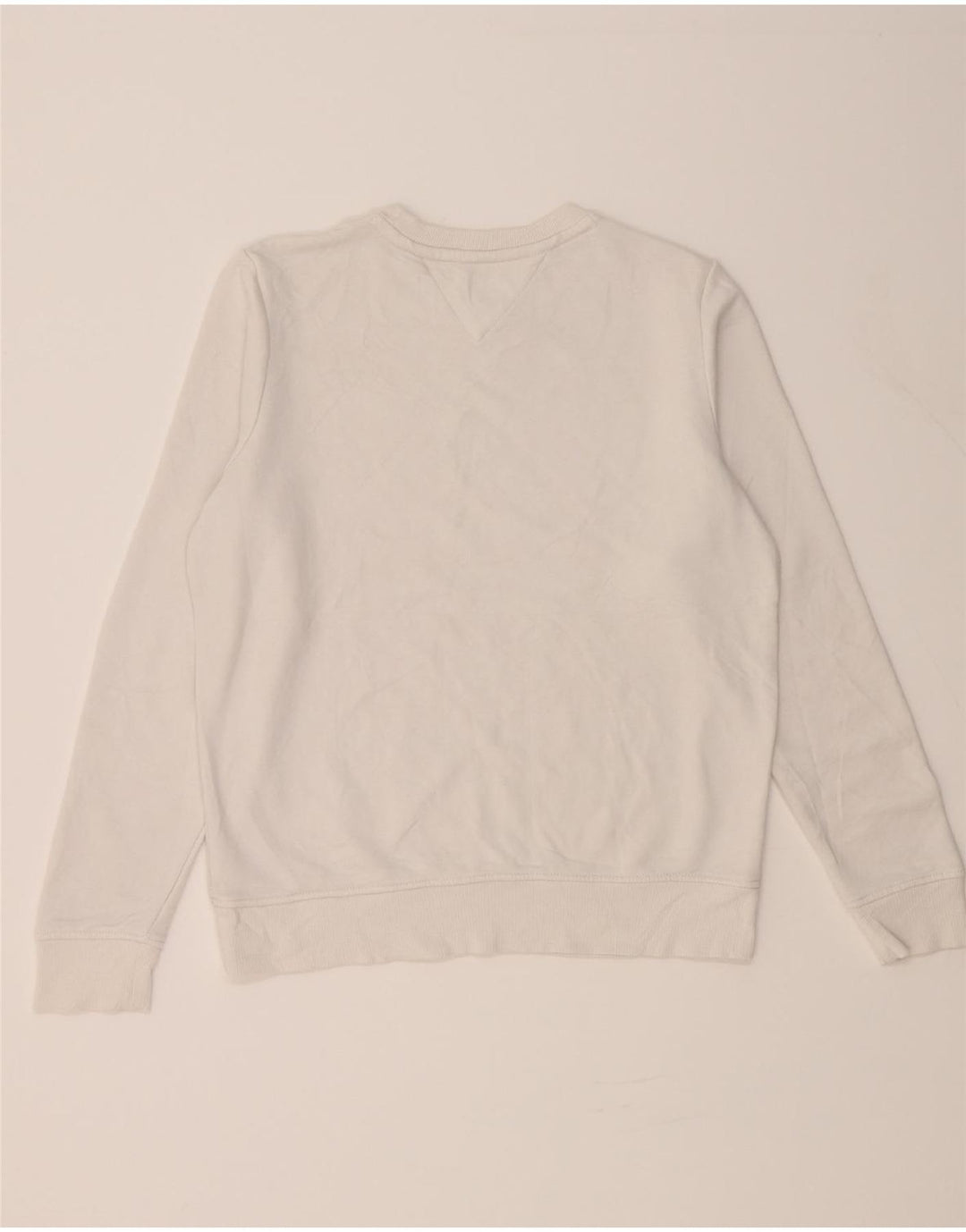 TOMMY HILFIGER Womens Graphic Sweatshirt Jumper UK 14 Medium White Cotton Vintage Tommy Hilfiger and Second-Hand Tommy Hilfiger from Messina Hembry 