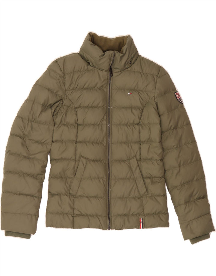 TOMMY HILFIGER Womens Padded Jacket UK 10 Small Khaki Polyester Vintage Tommy Hilfiger and Second-Hand Tommy Hilfiger from Messina Hembry 