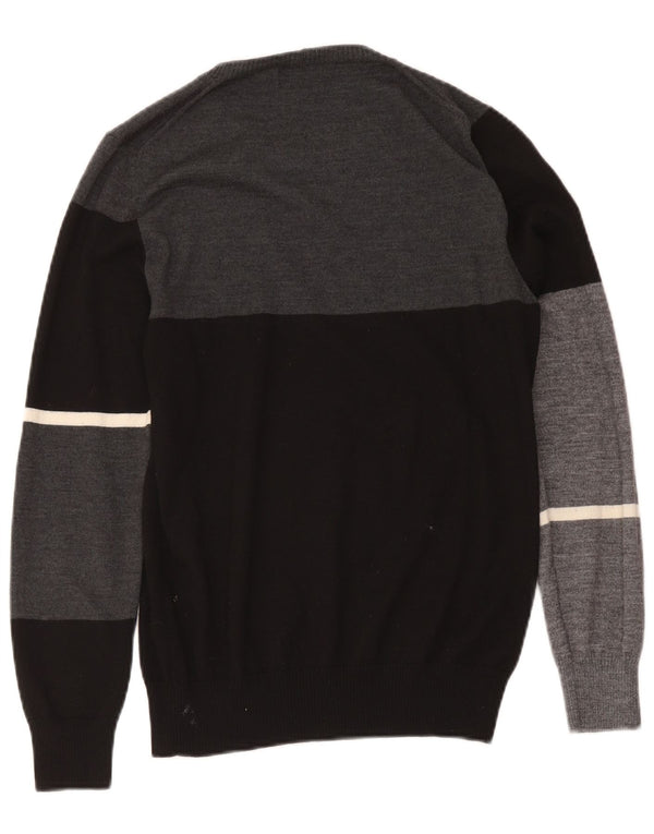 Iceberg Herre Crew Neck Jumper Sweater Medium Sort Colourblock Uld