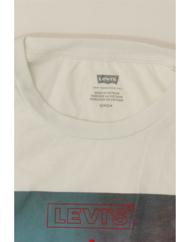 LEVI'S Mens Graphic T-Shirt Top Small White Cotton Vintage Levi's and Second-Hand Levi's from Messina Hembry 
