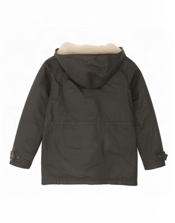 Fat Face Dame Hætte Oversized Parka Jacket UK 10 Small Brown Bomuld