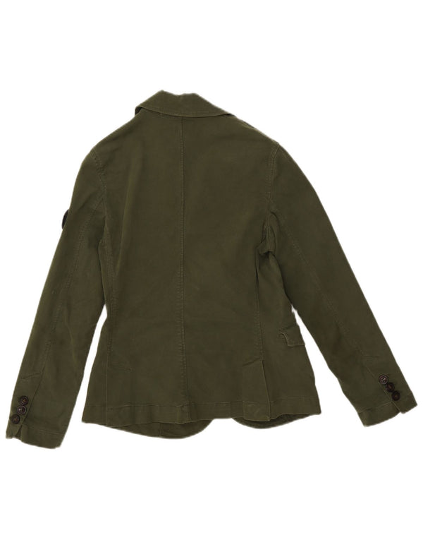 Avirex Womens 4 Button Blazer Jacket UK 6 XS Green Cotton