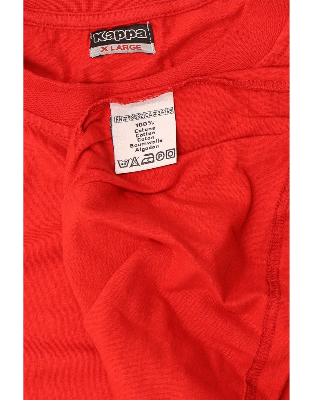 KAPPA Herre T-Shirt Top XL Rød Bomuld