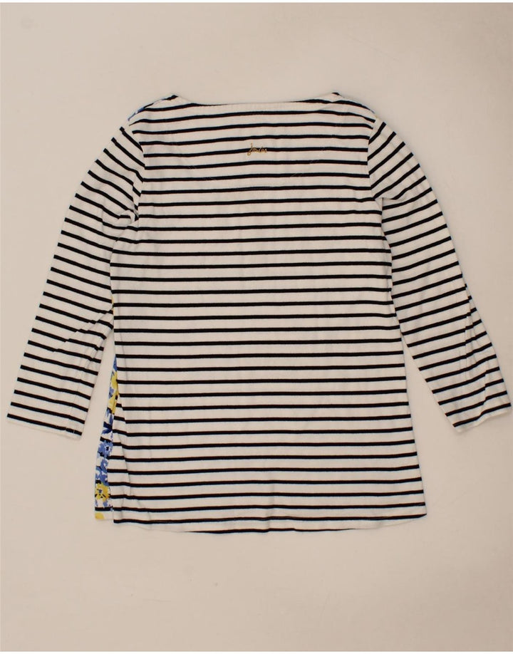JOULES Womens Graphic Top 3/4 Sleeve UK 12 Medium White Striped Cotton Vintage Joules and Second-Hand Joules from Messina Hembry 