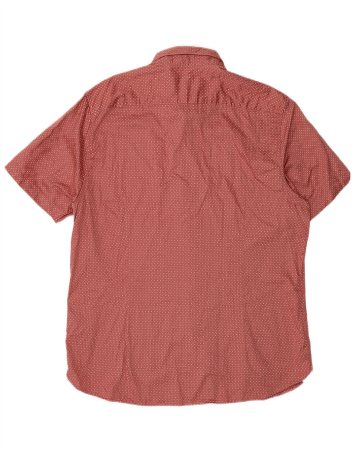Ted Baker Kortærmet Herreskjorte Størrelse 5 XL Pink Plettet Bomuld
