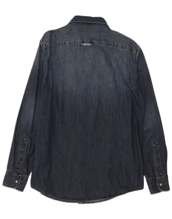 Benetton Herre denimskjorte Medium Navyblå Bomuld