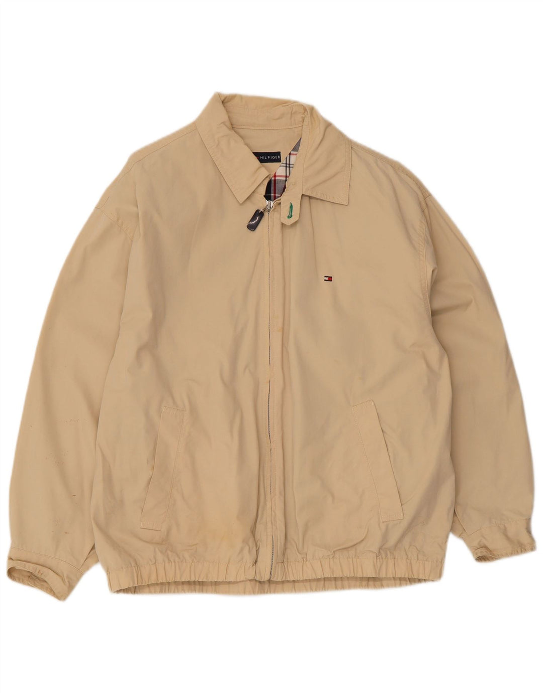 Tommy Hilfiger Herre Bomber Jacket UK 36 Small Beige Bomuld