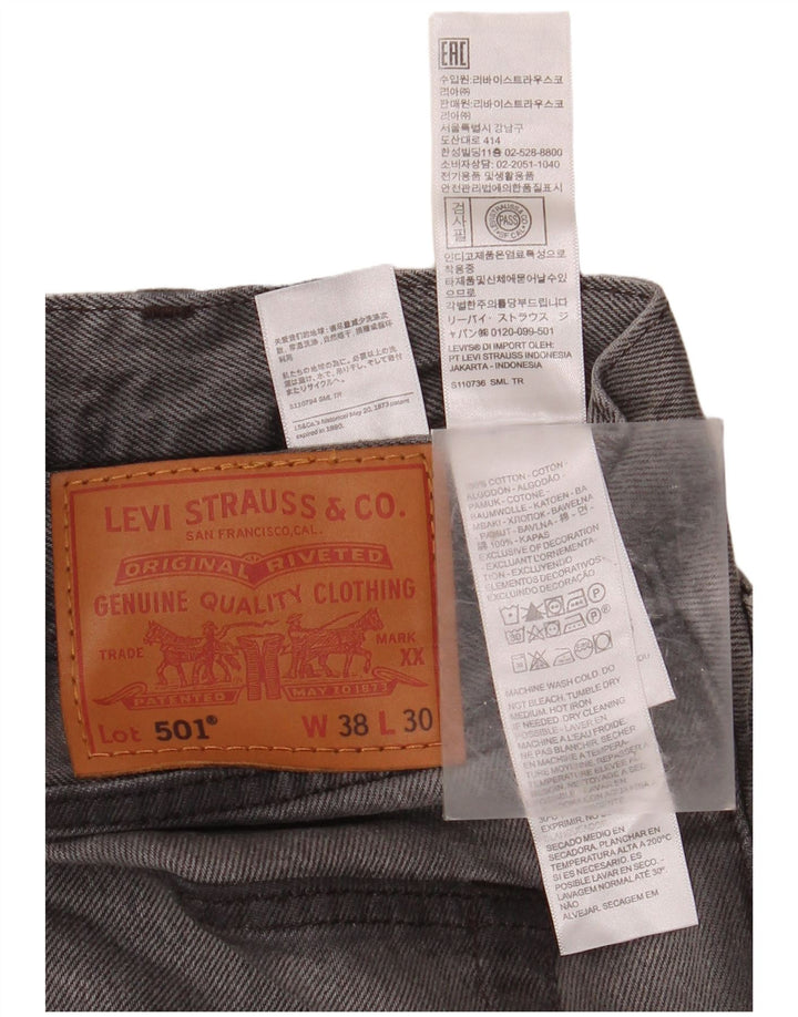 LEVI'S Herre 501 Straight Jeans W38 L30 Grå Bomuld