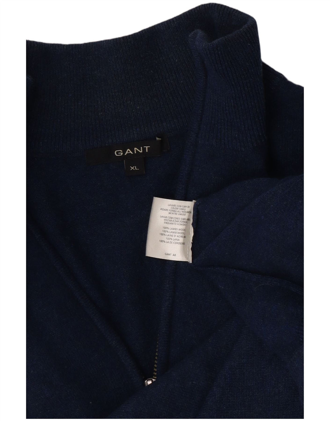 Gant Herre Zip Neck Jumper Sweater XL Navy Blue Lammeuld