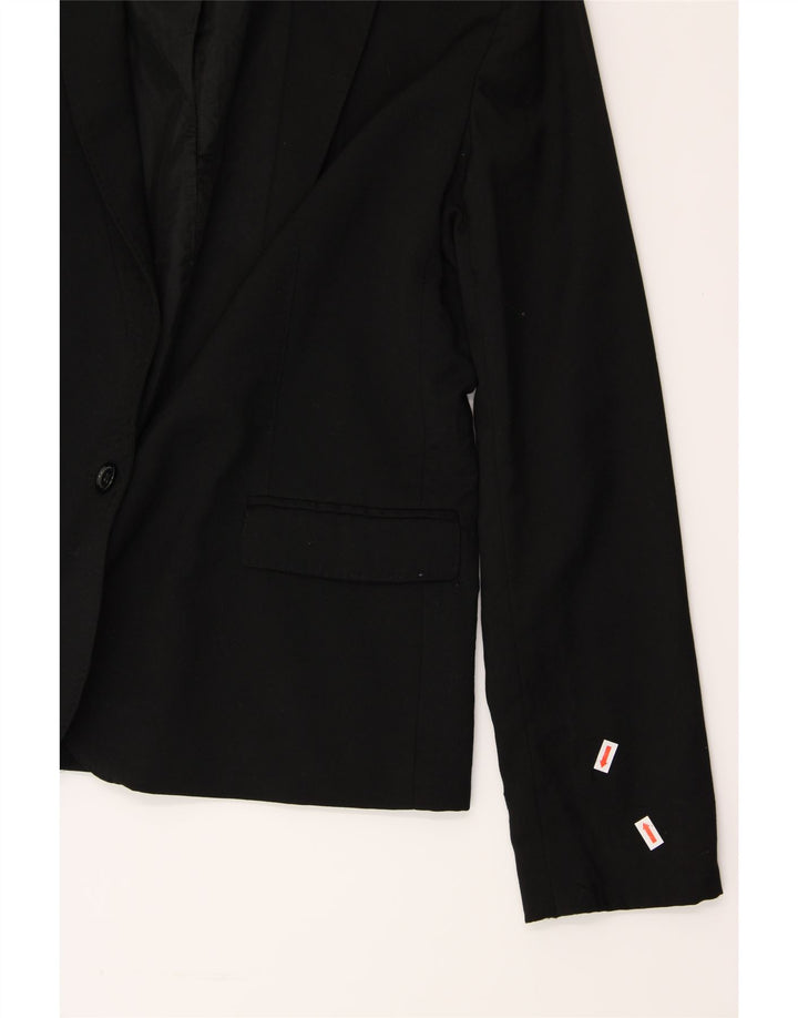 FRENCH CONNECTION Womens 1 Button Blazer Jacket UK 14 Large Black Acetate Vintage French Connection and Second-Hand French Connection from Messina Hembry 