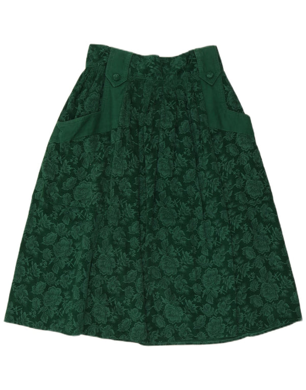 Vintage kvinders højtaljede fløjlsnederdel IT 46 Large W29 Green Floral