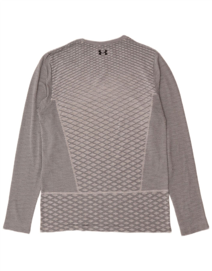Under Armour Herre Heat Gear Top Langærmet Medium Grå Geometrisk