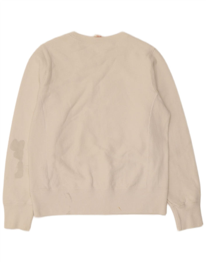 Champion Dame Sweatshirt Jumper UK 16 Stor Hvid Bomuld