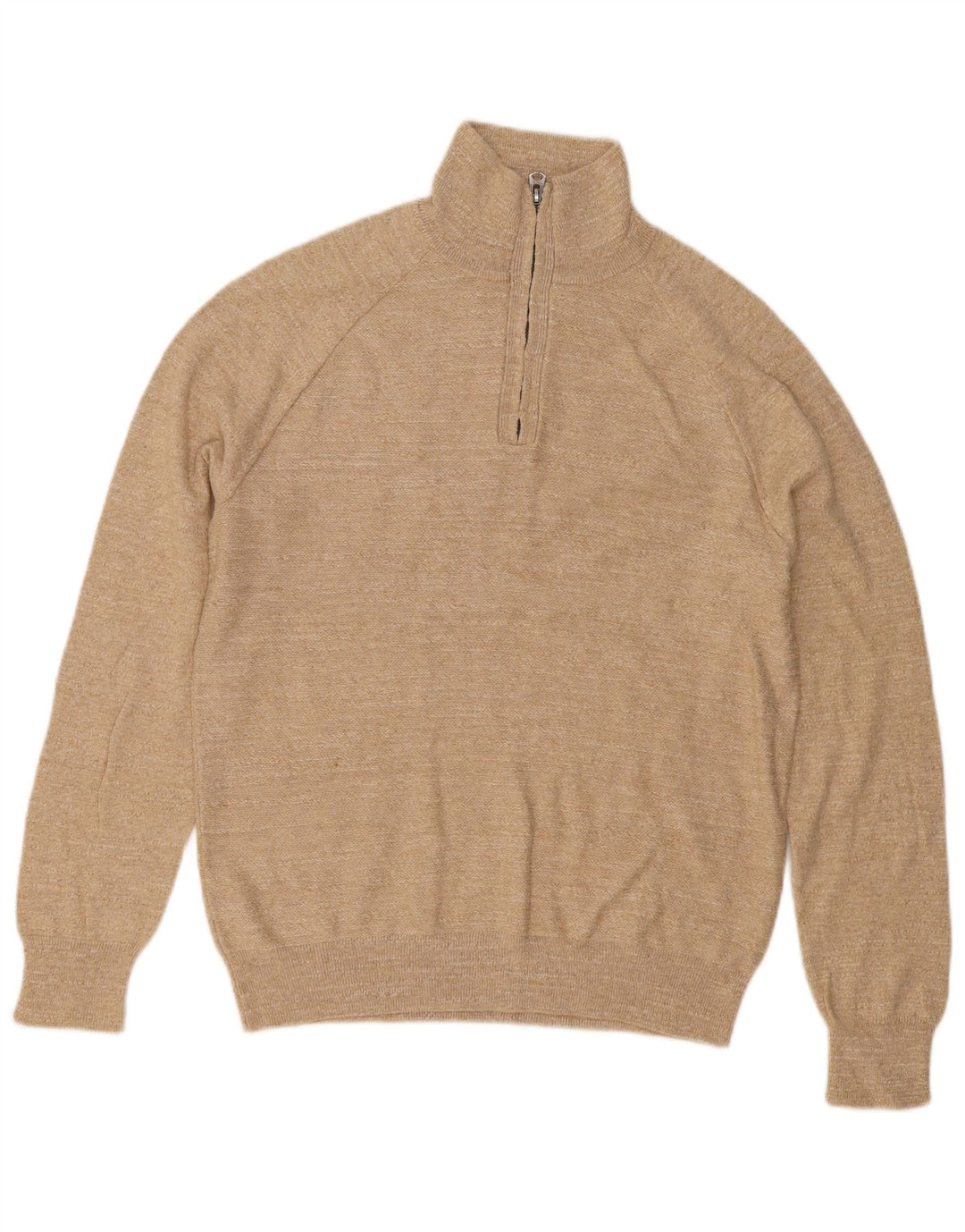 J. Crew Herre Zip Neck Jumper Sweater Lille Beige Bomuld