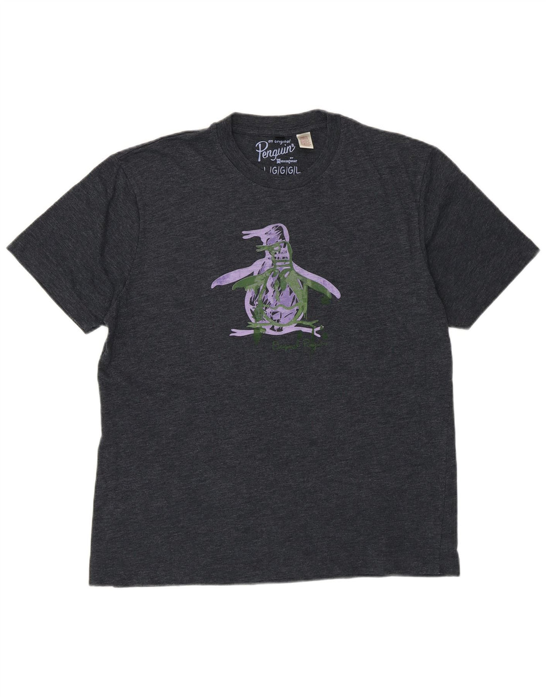 Penguin Herre Grafisk T-Shirt Top Stor Grå Bomuld