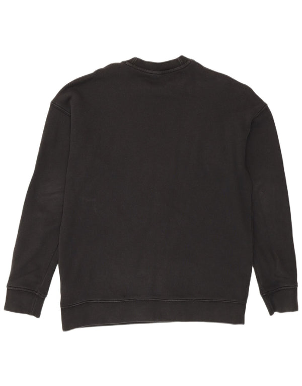 Adidas Womens Graphic Oversized Sweatshirt Jumper UK 10 Small Black Bomuld