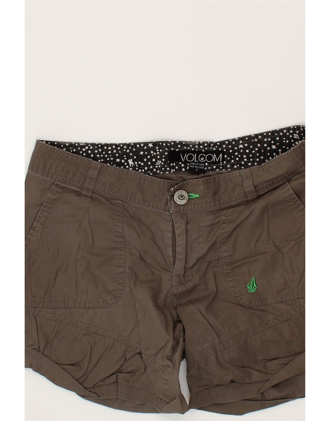 VOLCOM Womens Chino Shorts US 0 XS W30 Grey Cotton Vintage Volcom and Second-Hand Volcom from Messina Hembry 