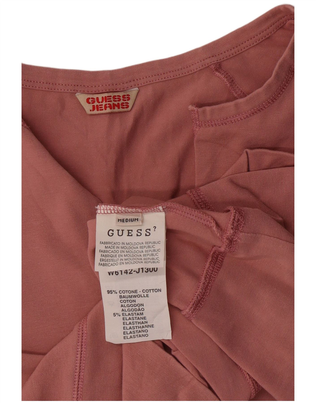 GUESS Womens Crop Top Langærmet UK 12 Medium Pink Bomuld