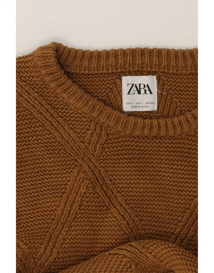 Zara Herre Boat Neck Jumper Sweater Stor Brun