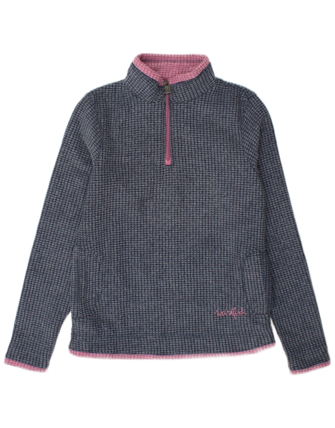 Weird Fish Dame Zip Neck Fleece Jumper UK 8 Small Blue Polyester
