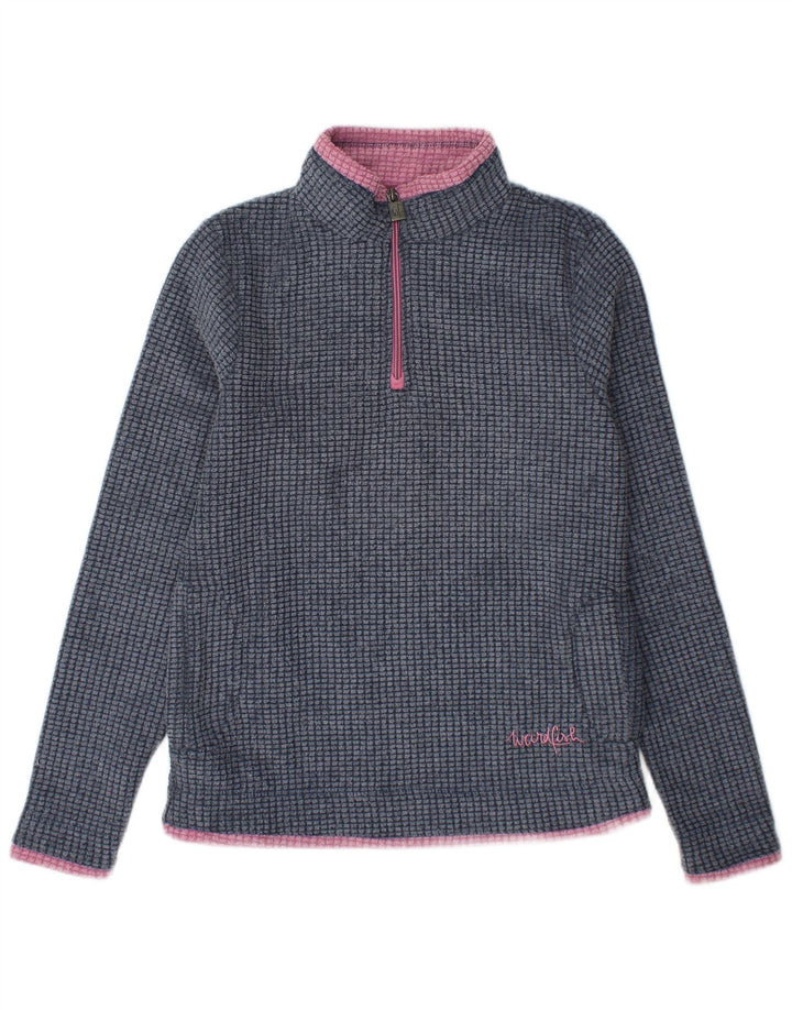 Weird Fish Dame Zip Neck Fleece Jumper UK 8 Small Blue Polyester