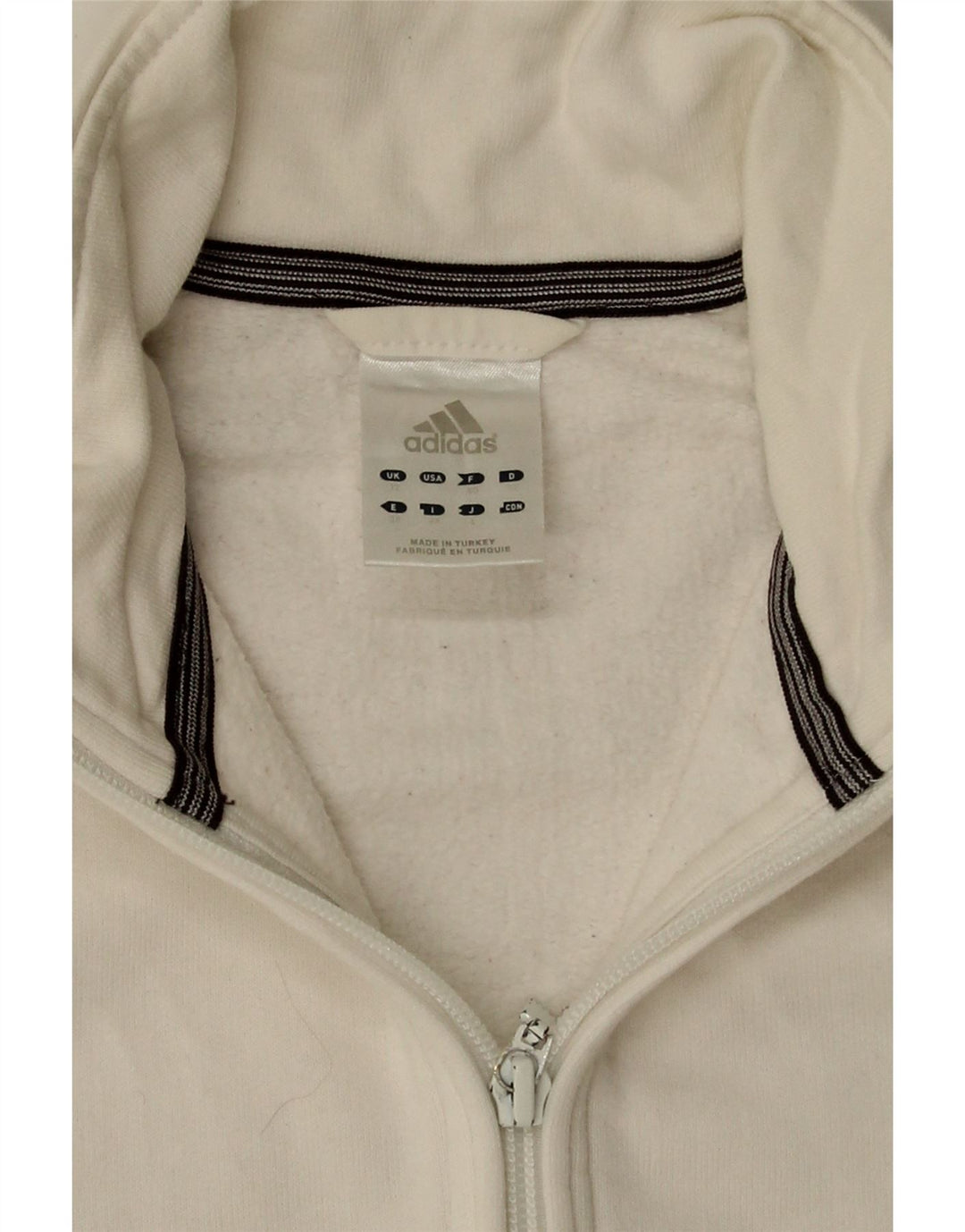 Adidas Womens Tracksuit Top Jacket UK 12 Medium  White Cotton