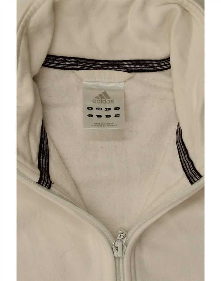 Adidas Womens Tracksuit Top Jacket UK 12 Medium  White Cotton