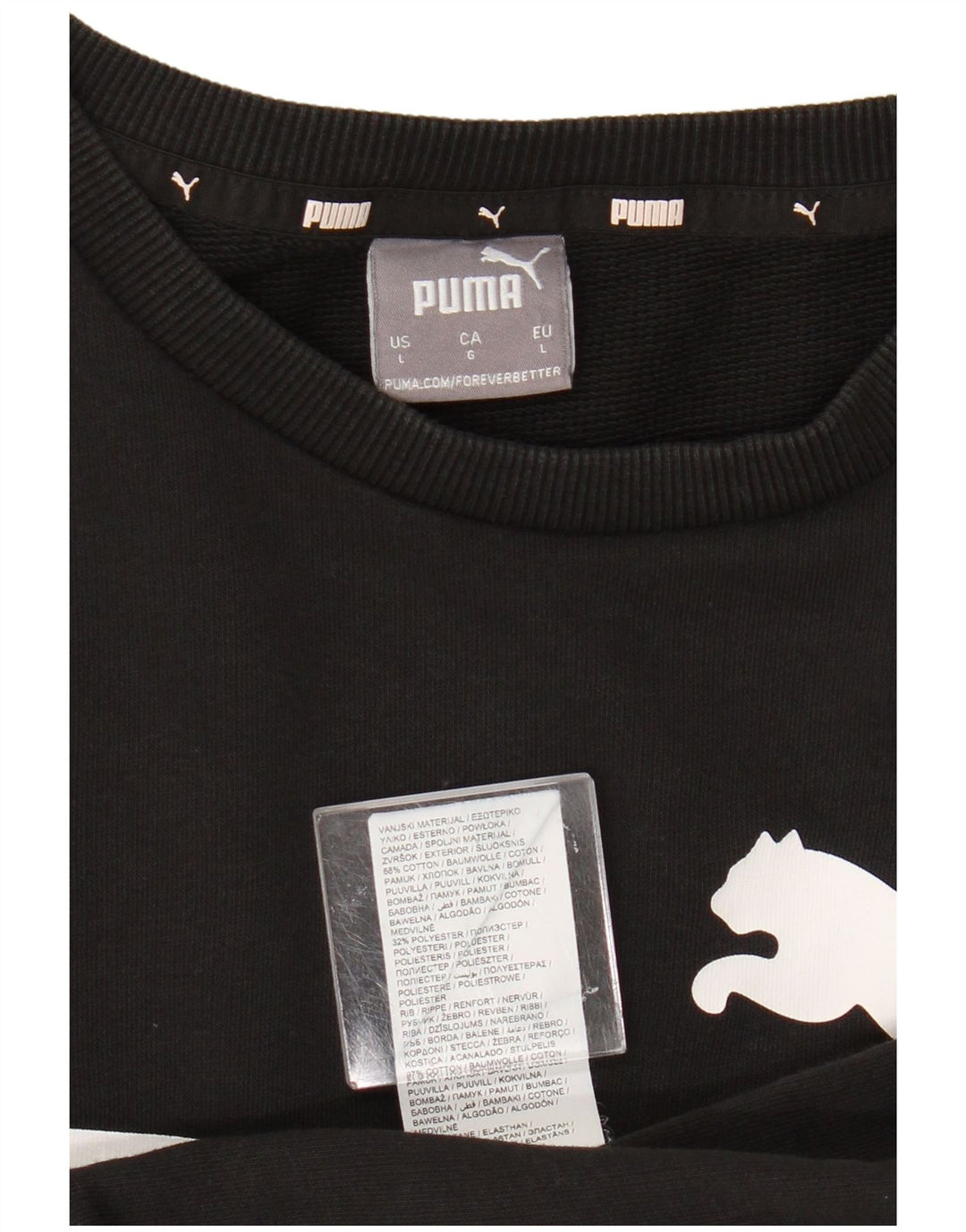 Puma Herre Grafisk Sweatshirt Jumper Stor Sort Bomuld